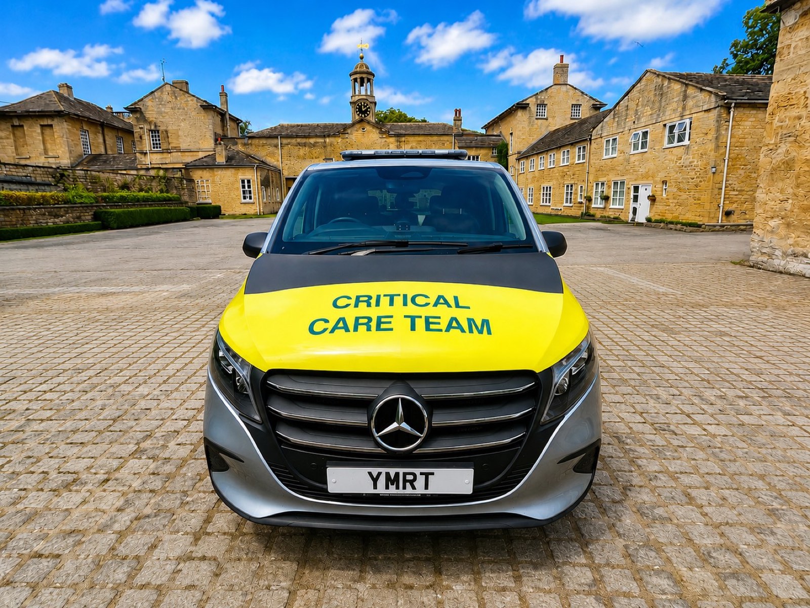 Front view of the YMRT critical care response vehicle